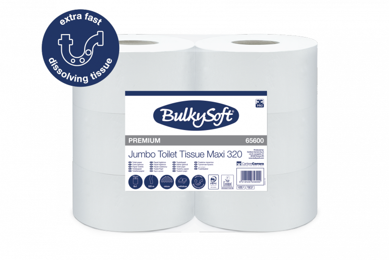 BulkySoft Premium Toilettenpapier Maxi Jumbo, 2-lagig, 9cm x 320m