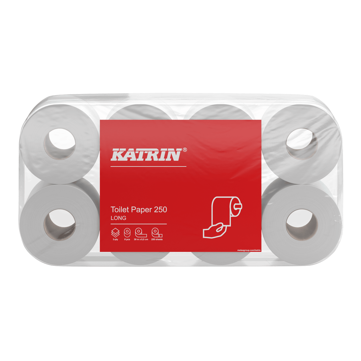 Katrin 104872 | Toilettenpapier 3 - lagig, Zellstoff, 250 Blatt - Hygienico