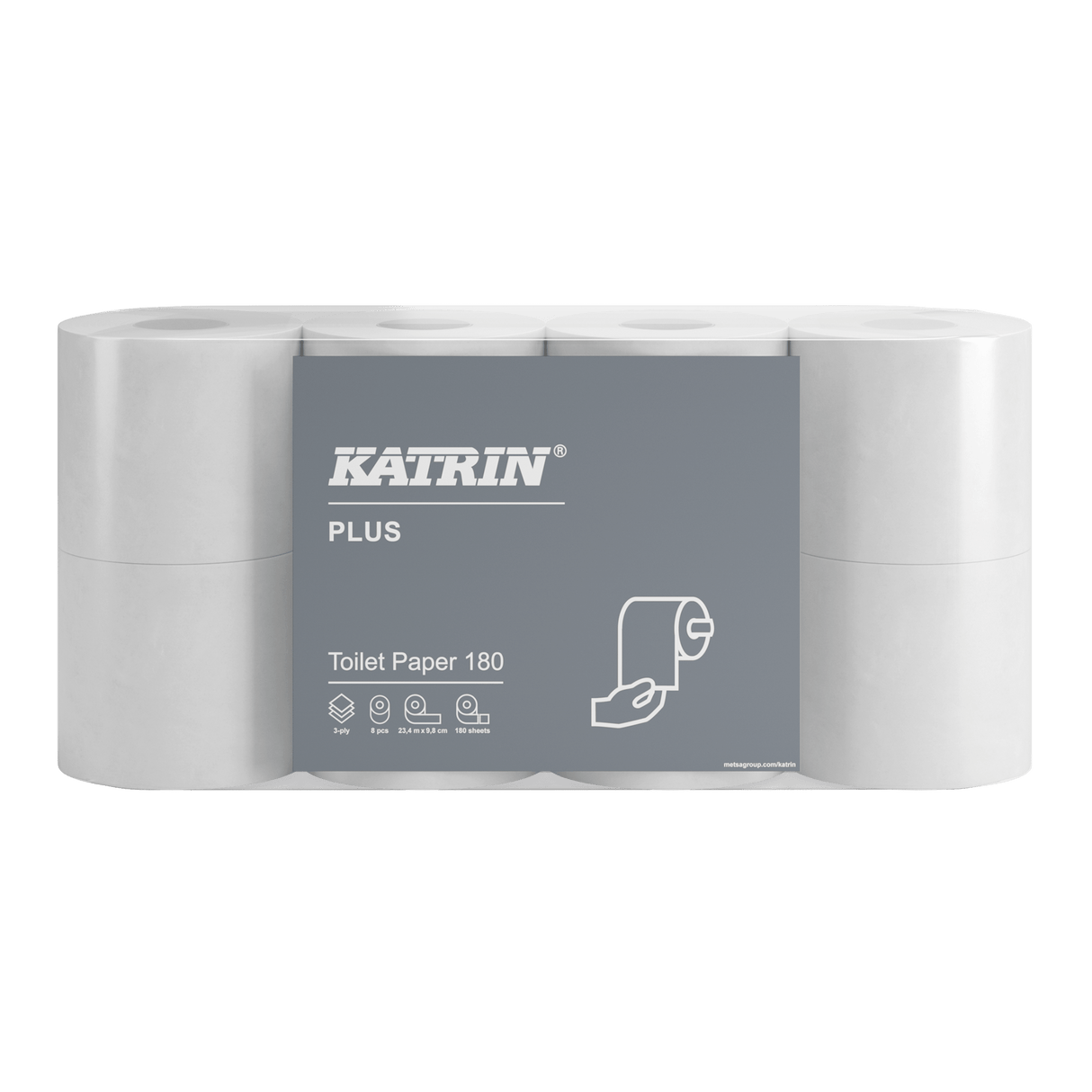 Katrin 87709 | Toilettenpapier 3 - lagig, Zellstoff, 180 Blatt - Hygienico