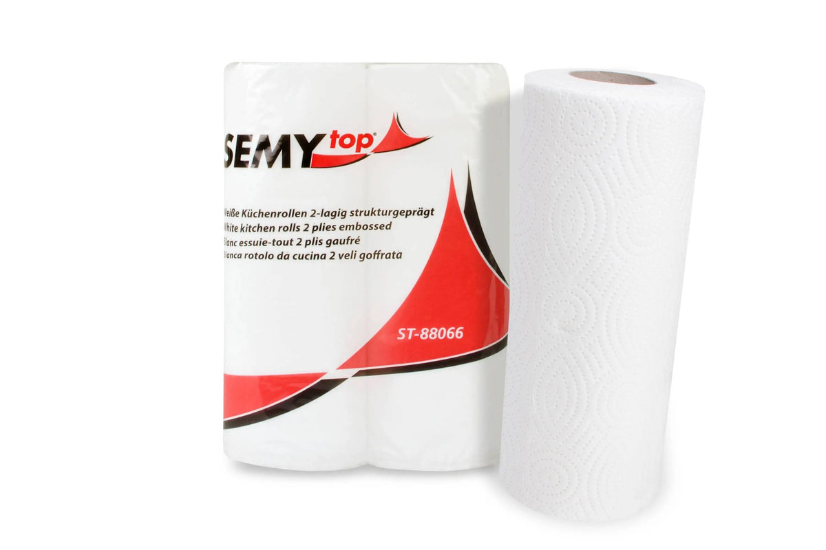 SemyTop Küchenrolle, 2 - lagig, hochweiss, 100% Zellstoff - 24 x 2 Rollen - Hygienico