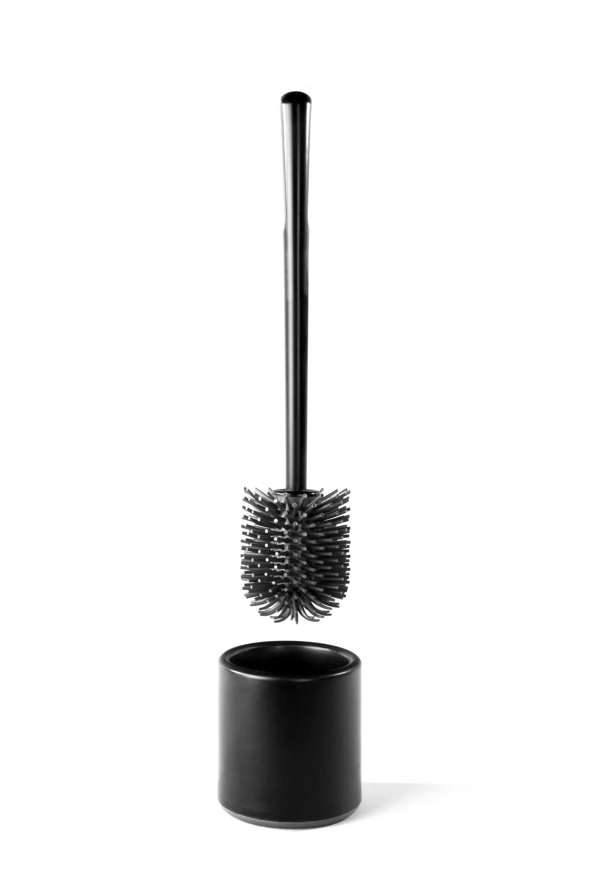 WC-Garnitur schwarz mit grauem Silikonbürstenkopf