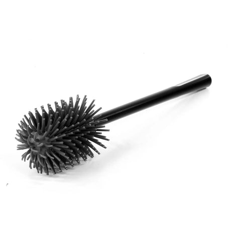 Black toilet brush set with grey silicone brush head