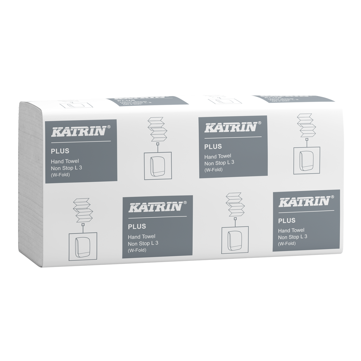 Katrin Plus W-Falz Falthandtücher Non Stop L 90 Blatt 3-lagig, Handy Pack