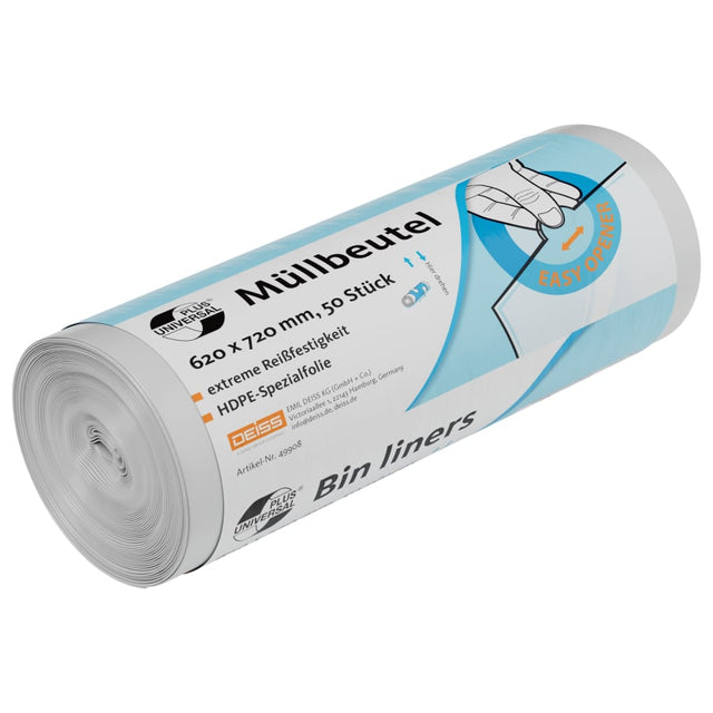 DEISS UNIVERSAL PLUS Müllbeutel 60 Liter, HDPE, transparent - Hygienico