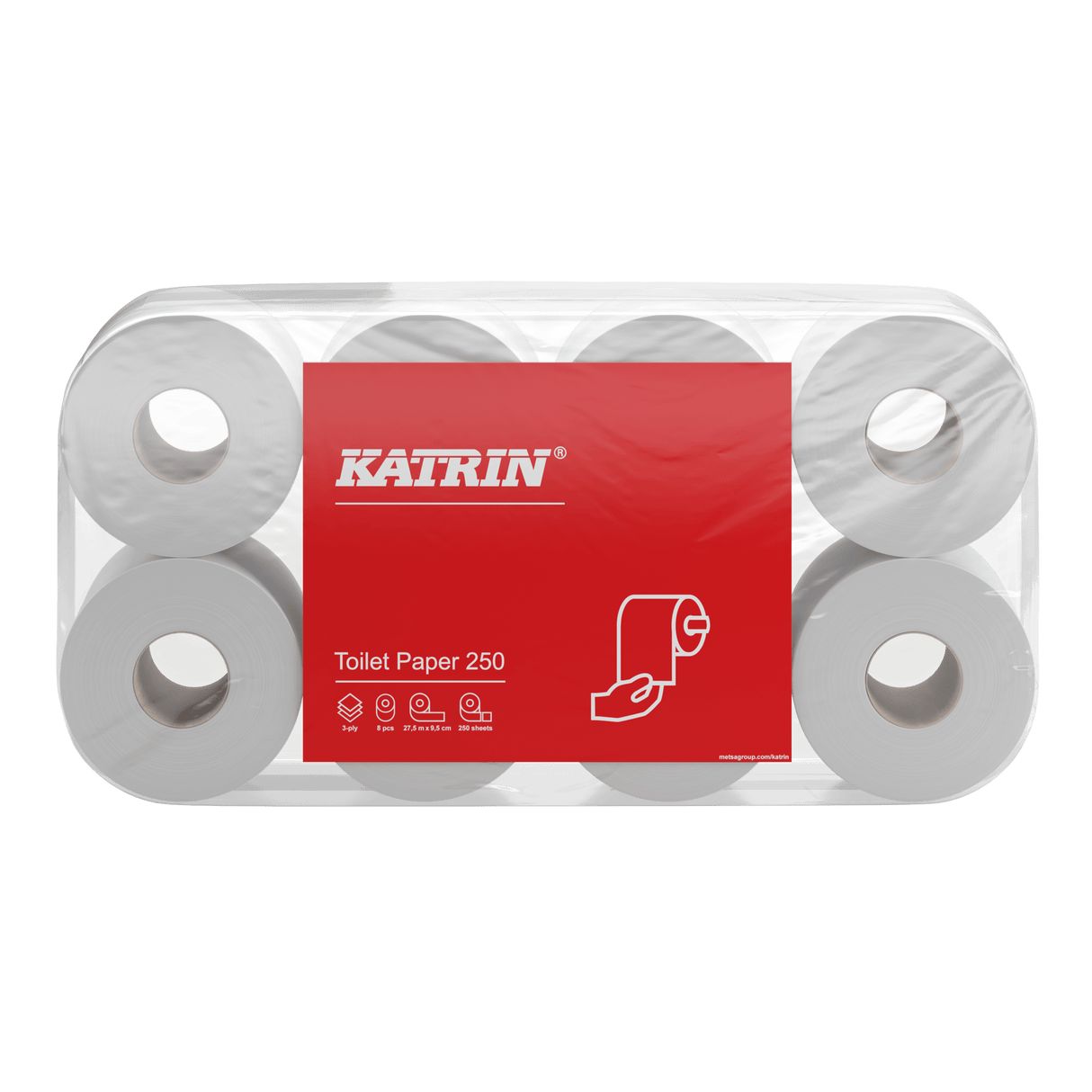Katrin 11841 | Toilettenpapier 3 - lagig, Zellstoff, 250 Blatt - Hygienico