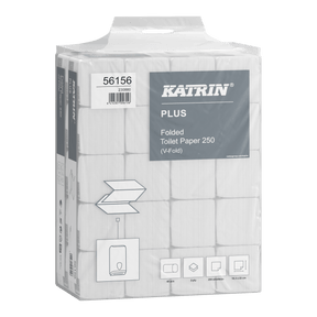 Katrin 56156 | Toilettenpapier Einzelblatt 2 - lagig, Zellstoff, 250 Blatt - Hygienico