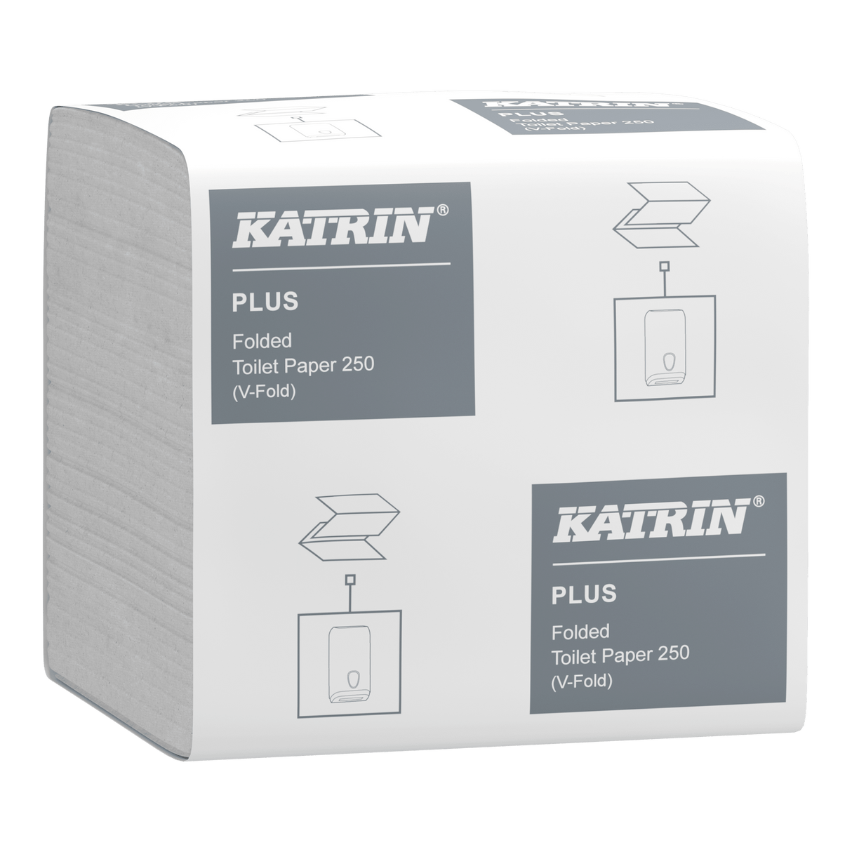 Katrin 56156 | Toilettenpapier Einzelblatt 2 - lagig, Zellstoff, 250 Blatt - Hygienico