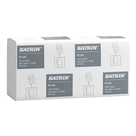 Katrin Plus W-Falz Falthandtücher Non Stop L Wide 90 Blatt 3-lagig, Handy Pack - Hygienico