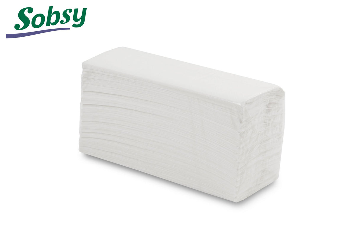 Sobsy Papierhandtuch, C-Falz, 2-lagig, recycling weiss, 22.5 x 30.5 cm