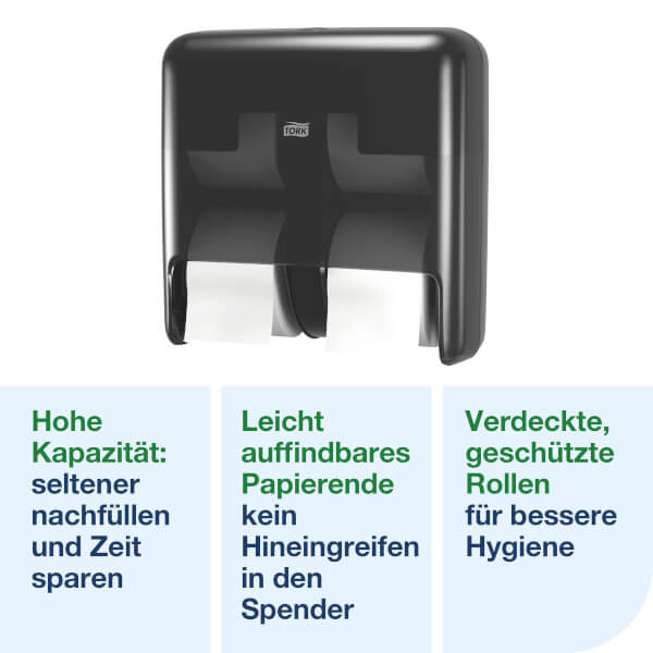 Tork OptiServe® Spender für Hülsenloses Toilettenpapier 4-Rollen Elevation T7
