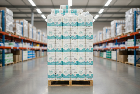 WC Papierverpackungen auf Palette